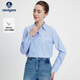 納維凱爾意大利小帆船26春款女士全棉長(cháng)袖襯衫色織條紋休閑襯衣2333045506