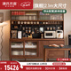 源氏木語(yǔ)實(shí)木餐邊柜黑胡桃木餐廳簡(jiǎn)約茶水柜大尺寸巖板收納儲物柜 黑胡桃木1.8m實(shí)木面柜+上架+電軌