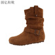 百麗踏復古內增高勃肯短靴子女2025秋季新款西部牛仔靴顯瘦推推靴馬丁靴 駝色 36