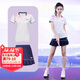 川崎（KAWASAKI）羽毛球服女神運動(dòng)套裝女夏季短袖T恤運動(dòng)裙繁花似錦運動(dòng)服速干衣 繁花似錦套裝 霜白色+深鳶尾藍 M