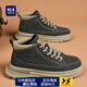 海瀾之家（HLA）男鞋冬季新款休閑雪地靴厚底加絨保暖高幫棉鞋男士工裝馬丁短靴子 黑色 （高幫） 42