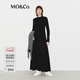 MO&Co.連衣裙含綿羊毛保暖德絨正肩高腰收腰大擺長(cháng)裙顯高摩安珂 黑色 XS 155