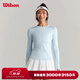 威爾勝（Wilson）官方秋季女士ALL DAY修身運動(dòng)高彈網(wǎng)球服長(cháng)袖T 【新色】WW00236411LBB-灰藍色 M /170/88A