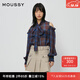 moussy【新復古回潮】 都市通勤風(fēng)復古格紋露肩襯衫女028HAZ30-0601 065花紋棕色 均碼