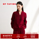 EP雅瑩空氣層親膚新復古回潮半高polo領(lǐng)寬松長(cháng)袖衛衣 商場(chǎng)同款5201A 酒紅色-上衣 M