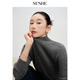 束皙/SUSHE 致享肌膚100%黃金綿羊毛加厚打底修身黑色針織衫女秋
