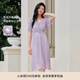 珂萊蒂爾【玫瑰裙】2025夏季新款減齡收腰短袖連衣裙女優(yōu)雅氣質(zhì)長(cháng)裙 淡紫 XL