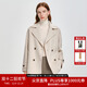 PRICH【100%綿羊毛】冬款平駁翻領(lǐng)雙排扣腰帶短款毛呢大衣女 64乳白色 S 160