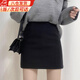 鹿珊伍黑色毛呢半身裙女秋冬2025新款高腰顯瘦a字短裙小個(gè)子包臀裙子 毛呢半身裙【黑色】有內襯 M 【建議100-110斤】