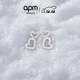 APM Monaco愛(ài)心耳環(huán)銀白色密鑲心形耳飾耳釘鏤空不規則趣味時(shí)尚禮物