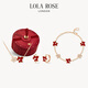 LOLA ROSE羅拉玫瑰ivy常青藤系列新款雙葉寶石女士項鏈輕奢元旦禮物送女友 常青藤限定【紅運】三件套-五葉手鏈款