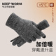 十竹毛線(xiàn)手套男秋冬保暖觸屏防風(fēng)防寒戶(hù)外開(kāi)車(chē)騎行防滑薄款針織四季女 麻灰【純色】薄絨