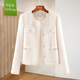 絲柏舍小香風(fēng)外套2026春裝新款女裝粗花呢單排扣修身長(cháng)袖上衣