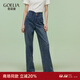 歌莉婭牛仔褲女春季流行穿搭2025新款直筒長(cháng)褲高腰褲子1E3JCD23D 75U牛仔藍 28