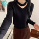 NOME氣質(zhì)掛脖針織衫秋冬2026新款鏤空v領(lǐng)毛衣內搭打底長(cháng)袖 黑色 均碼