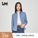 Lee商場(chǎng)同款25新品標準版刺繡小Logo淺藍色女長(cháng)袖牛仔襯衫休閑潮 淺藍色 L