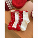 本命年大紅色圣誕可愛(ài)襪子女中筒襪ins卡通hellokitty百搭少女潮 紅色系 均碼 4款各一雙