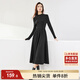尚都比拉秋冬復古氣質(zhì)女神范打底針織連衣裙中長(cháng)款顯瘦a字裙 黑色 XL 