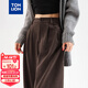 唐獅（TonLion）2024女休閑寬松褶裥直筒褲 深卡其/二批 M 