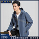 UOSO男士休閑夾克衫秋季2025短款商務(wù)易打理舒適百搭簡(jiǎn)約工裝外套男 霧霾藍 5XL 195 (適合190-210斤)