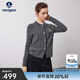 Navigare意大利小帆船女士毛衣秋冬季新款純綿羊毛長(cháng)袖開(kāi)衫通勤針織外套 暗巖灰 S