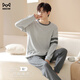 貓人男士睡衣男款秋冬季純棉長(cháng)袖2025新款套裝男生休閑家居服可外穿 主圖熱賣(mài)款：淺灰【純棉華夫格+長(cháng)袖長(cháng)褲】 XL 【建議體重130-150斤】