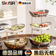 SWSR德國輕奢陶瓷水果盤(pán)家用高顏值多層果盤(pán)電鍍工藝元寶干果盤(pán) 【德國品質(zhì)】雙層金架-【電鍍石紋金色果盤(pán)】