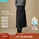 茵曼（INMAN）2025秋冬女裝新款復古開(kāi)叉羊毛針織半身裙顯瘦A字包臀裙子 貴族灰-第一批 S