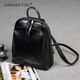 ANDSEEYOU油蠟牛皮大容量歐美時(shí)尚雙肩包女真皮旅行包時(shí)尚背包復古休閑書(shū)包 黑色