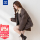 唐獅（TonLion）2025冬女翻領(lǐng)仿羊羔毛領(lǐng)子短款棉衣