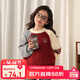 LUSON陳大豬童裝女童毛衣冬新款兒童紅色毛衣兒童圓領(lǐng)上衣棗紅色140
