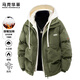 馬克華菲外套男冬季加厚棉衣復古假兩件襖子男士面包服羽絨棉服 軍綠色 XL