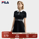 FILA 斐樂(lè )官方女裝編織連衣裙2025夏季新款時(shí)尚簡(jiǎn)約翻領(lǐng)修身裙子 傳奇藍-NV M 165/84A/M