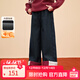 小茵曼童裝女童加絨牛仔褲年服愛(ài)心紐扣裝飾25冬季中大童保暖長(cháng)褲 牛仔黑 150
