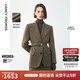 朗姿冬季新款純羊毛復古人字紋高智西裝外套優(yōu)雅氣質(zhì)收腰西服 卡其綠色2 M