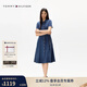 Tommy Hilfiger25春夏新款女純棉氣質(zhì)休閑文藝風(fēng)收腰顯瘦中長(cháng)款牛仔連衣裙 牛仔藍1BJ 34 S