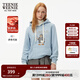 Teenie Weenie小熊秋冬裝學(xué)院風(fēng)藍色T恤索羅娜加絨連帽衛衣套頭衫 淺藍色 S (160)