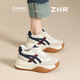 ZHR厚底7cm內增高老爹鞋女2026新款女鞋百搭運動(dòng)鞋女KS262 米藍色 35