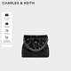 CHARLES&KEITH鏈條單肩腋下托特包流浪包包女包女友生日圣誕禮物CK2-20671559 Noir黑色 M