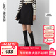 朗姿復古法式a字裙高腰顯瘦氣質(zhì)黑色中長(cháng)款半身裙年秋新款裙子 黑色 M