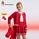 暇步士（Hush Puppies）童裝女童套裝中大童毛衣裙子兩件套兒童新年裙 經(jīng)典紅    160   