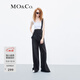MO&Co.寬松直筒側開(kāi)叉顯瘦美式復古休閑牛仔背帶褲摩安珂 牛仔黑色 S 160