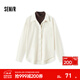 森馬（Semir）長(cháng)袖襯衫女冬季中長(cháng)款假兩件寬松磨毛襯衣通勤溫柔系氣質(zhì)上衣 奶白10501 M