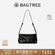 BAGTREE明星同款 包包樹(shù)奶盒包植鞣皮輕奢品牌新款單肩斜挎枕頭hobo女包 檀黑色-小號 高級小眾生日禮物女