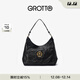 GROTTO個(gè)樂(lè )經(jīng)典黑石hobo包大小號植鞣綿羊皮腋下單肩斜挎軟包通勤禮物 經(jīng)典黑 金標L