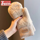巴哈兔子保暖手套女冬季仿兔毛絨防寒防風(fēng)防凍全指手套學(xué)生加絨加厚連指 米色-雙層加絨