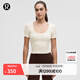 lululemon丨Smooth and Ribbed Nulu? 女士運動(dòng)低圓領(lǐng) T 恤 LW3IS1S 淺象牙白 M /8