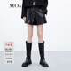 MO&Co.運動(dòng)風(fēng)抽繩高腰壓膠褲腳素皮短褲拳擊褲褲子女摩安珂 黑色-第2批 M 165