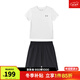 安德瑪（Under Armour）兒童夏季運動(dòng)套裝夏款短褲短袖套裝男大童短袖梭織短褲套裝 白T黑短褲 150
