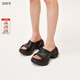 SMFK預售WAVE高跟運動(dòng)拖鞋SL002B1厚底增高時(shí)髦一字拖9.5cm明星同款 荒野黑 偏大一碼 36